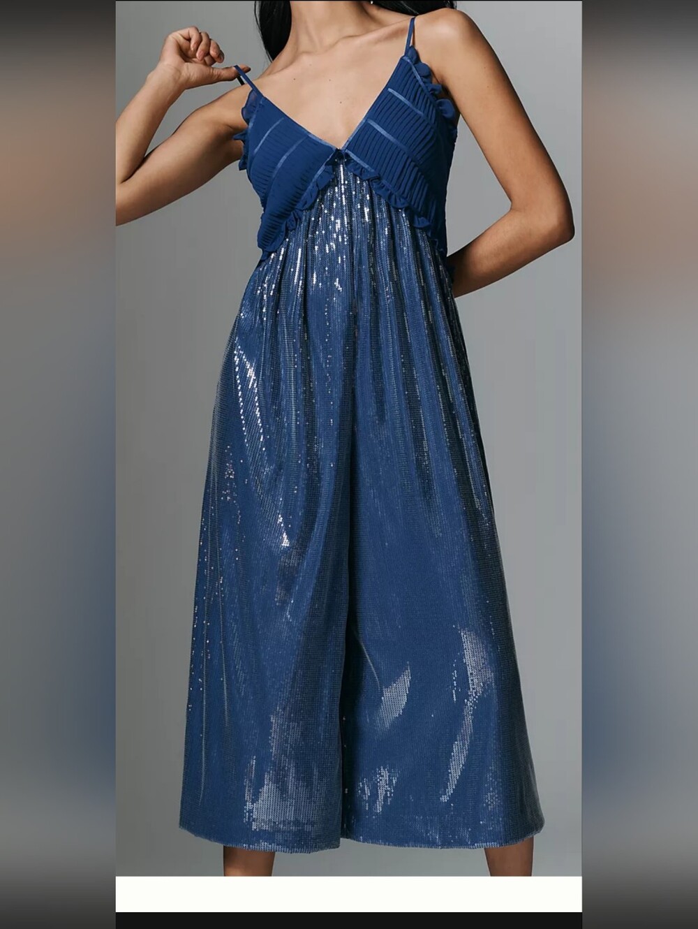 Maeve Navy Sequin Wide-Leg Jumpsuit